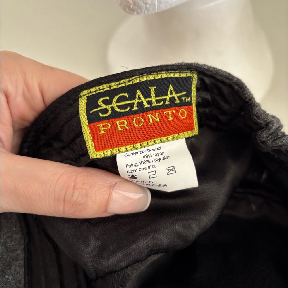 NWT Scala Pronto Grey Floral Gemstone Studded Cadet Cap One Size - Picture 6 of 6